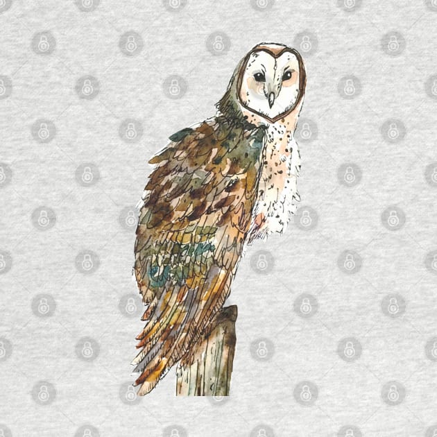 Watercolor Owl by aquabun